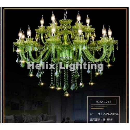 European Modern Green K9 Crystal Chandelier Lustre Crystal Chandeliers Light Lustres De Cristal Chandelier LED AC Villa Lighting
