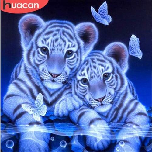 HUACAN Diamond Painting New Animal 5D DIY Diamond Embroidery Cross Stitch Tiger Pictures Of Rhinestones Mosaic Craft Kit