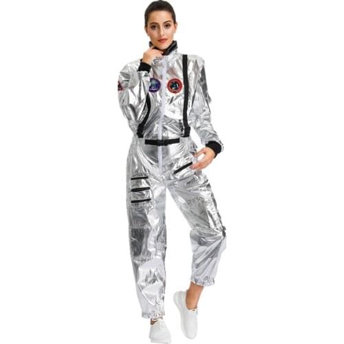 Halloween Carnival Adult Women Astronaut Cosplay Costume Stage Performance Alien Spaceman Pilot Jumpsuit