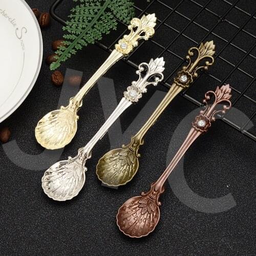 Iris Retro Coffee Spoon Ice Cream Dessert Spoon Arabic Style Zinc Alloy Coffee Tea Mixing Spoon Kitchen Gadgets Tableware