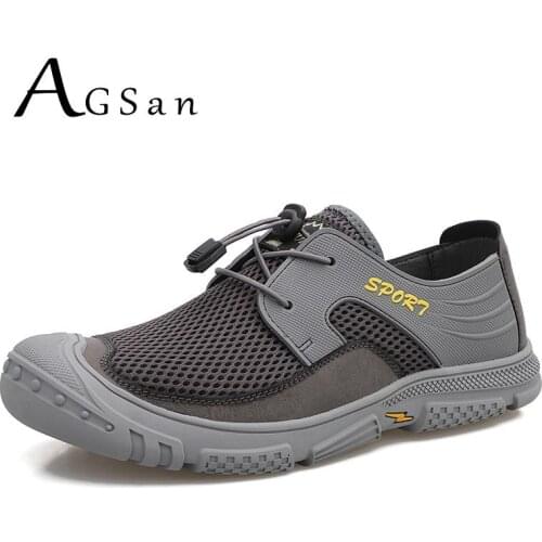 Summer Breathable Sneakers Men Fashion Sport Shoes Soft Mesh Shoes Gray Comfortable Driving Shoes Solid Color Flats Outdoor Shoe