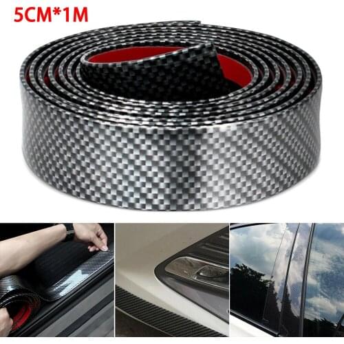 Multipurpose 5CM*1M Car Sticker Carbon Fiber Rubber Edge Guard Strip Door Sill Protector Wholesale