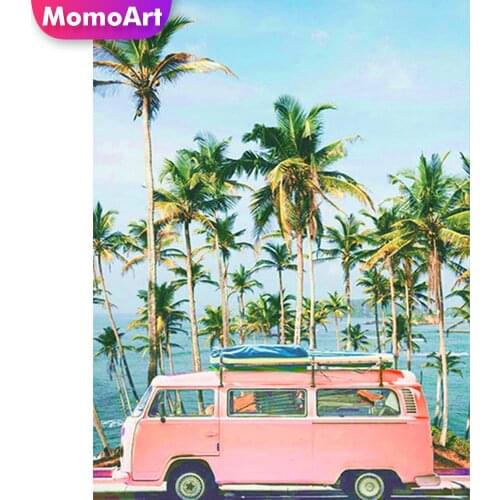 MomoArt 5D Diamond Painting Landscape Crafts Kits Diamond Mosaic Bus Cross Stitch Embroidery Seaside New Arrival Handmade Hobby