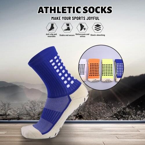 Men Athletic Socks Anti-slip Silicon Moisture-wicking Breathable Dotted Cushion Socks Cycling Running Sports Stockings