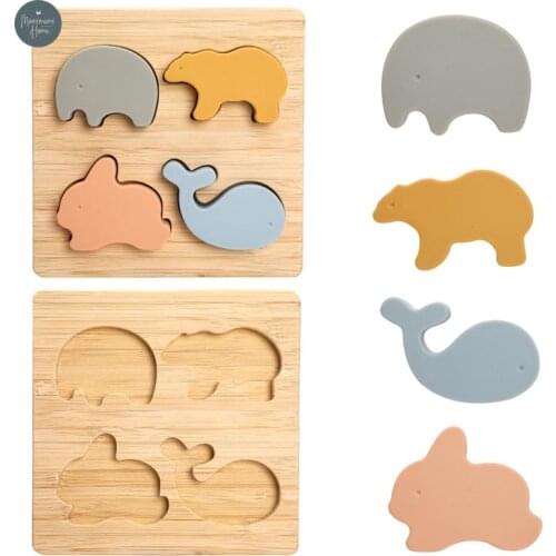 New 3D Silicone Animals Balance Blocks Board Games Toy Children Jigsaw Board Educational Wooden Toys for Kids Christmas Gift