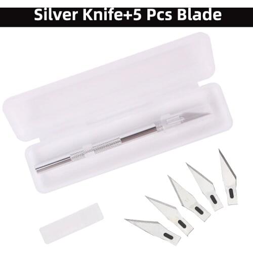 Carving knife + 5Pcs Blades Wood Non-slip Tools Fruit Craft Sculpture Engraving utility Knife DIY Cutting stationery Tool