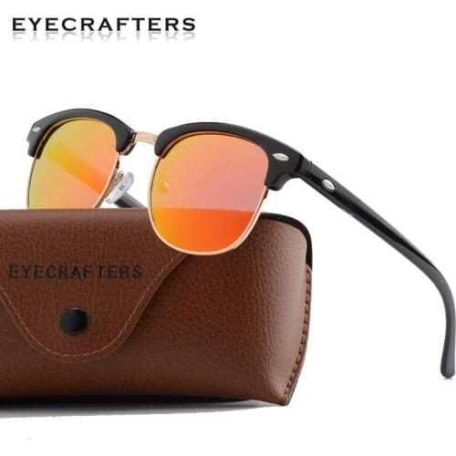 Polarized Retro Designer Inspired Classic Half Frame Horned Semi-Rimless Mens Womens Fashion Sunglasses Eyewear RED 3016