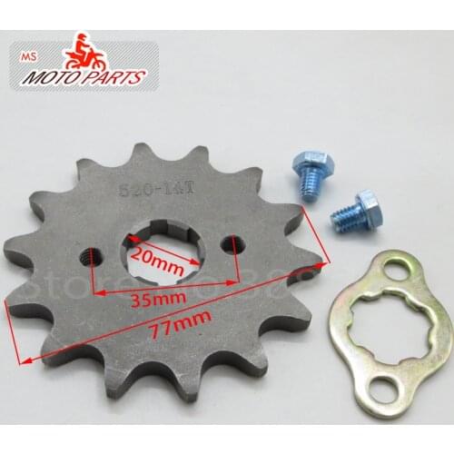 Front Engine Sprocket 520# 14T Teeth 20mm For 520Chain With Retainer Plate Locker Motorcycle Dirt Bike ATV Parts