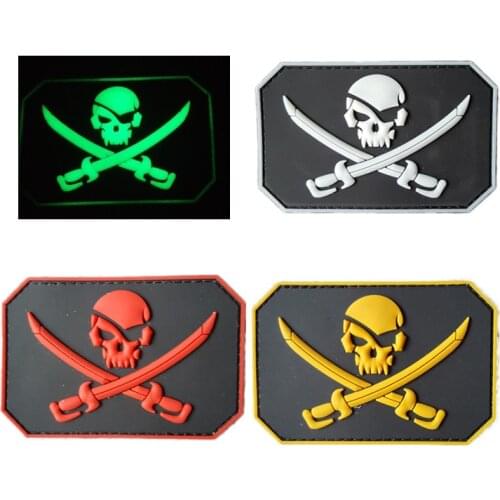 Pirate Skull Swords Glow Army 3d Pvc Badge Swat Patch Rubber Military Tactical Patch Military Armband Tactical Patches