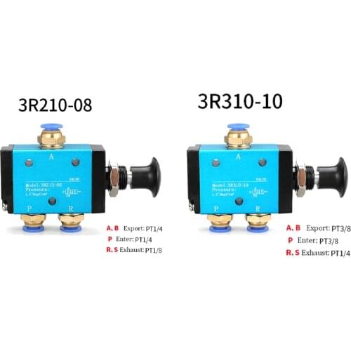 Pneumatic Switch Manual Valve3R210-08 310-10 Hand Push Pull Valve Mechanical Valve Cylinder Valve Switch Valve Pneumatic Control