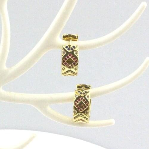 16mm 10pair/lot Fashion cz irregular shape earring,popular cubic zircon charm,new design earring cheap wholesale