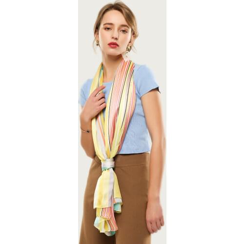 Large Stripe Silk Scarf Shawl Elegant Office Lady Match Long Scarf Foulard Travel Wrap [3398]
