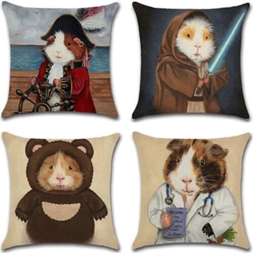 SBB Guinea pig Cosplay Style Pigcasso Cute cushion Cover For Home Decoration linen Painting Cavy Animal sofa car Cushion Cover