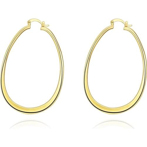 ZEMIOR Classic Oval Hoop Earrings For Women Gold Color Anniversary Earring Personality Trend Simple Fashion Jewelry Recommend