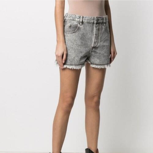 Women Gray Denim Shorts 2021 New Summer High Waist Tassel Vintage Ladies Short Jeans