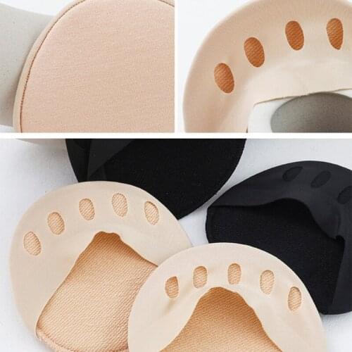 066C Women Summer Ice Silk Forefoot Pads Invisible High Heels Half Insoles Breathable Anti-Slip 5 Fingers Half-Toe Cushion