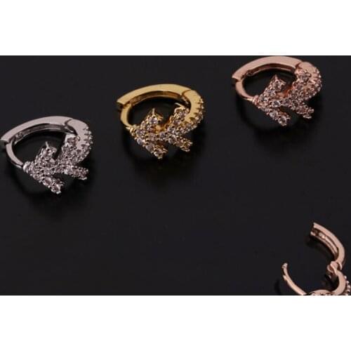 1 PCS Simple Cute Small Mirco Pave CZ Arrow Shape Ear Cuff Hoops Earring Trendy Circle Closed Clip Ears Hoops Copper Jewelry