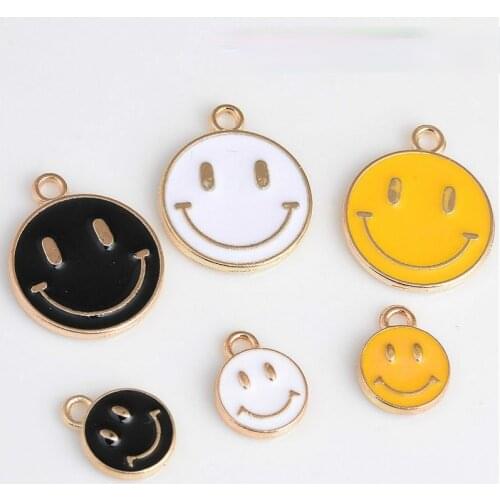 10pcs/lot Small Smiley Face Enamel Charms Smiling Face Charms For Necklace Bracelet Jewelry Making DIY Earring Findings Wholesal