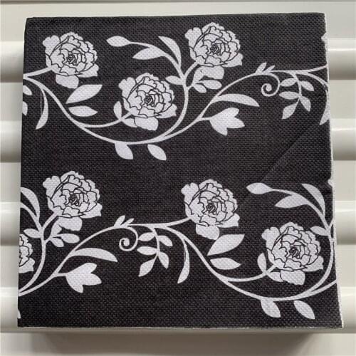 20 vintage napkins paper tissue decoupage black white flower towel birthday wedding party home hotel decor Guardanapo serviettes