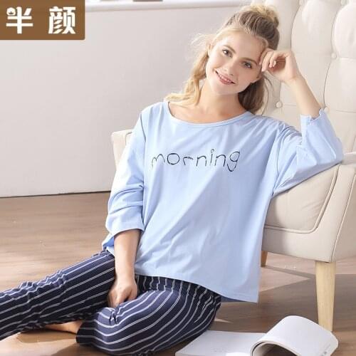 2017 new arrival autumn and winter womens cotton pajama set long sleeve sleepwears set womens home clothing