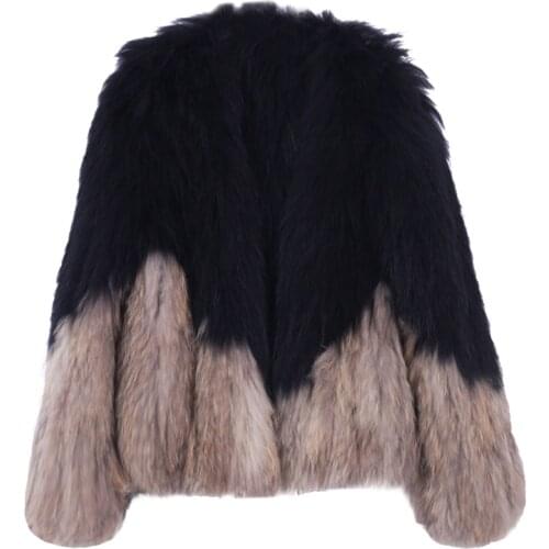 2018 Knitted Handmade Natural True Raccoon Fur Coat Factory Direct Sale Low Discount High Quality Plus Big Size