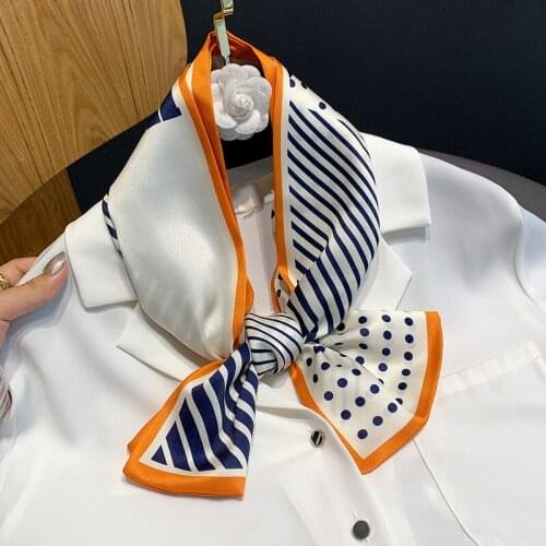 2021 Fashion Neck Scarf For Women Shawl Silk Satin Hair Scarfs Female Headband Bandana Scarves dot for Ladies Handkerchief New