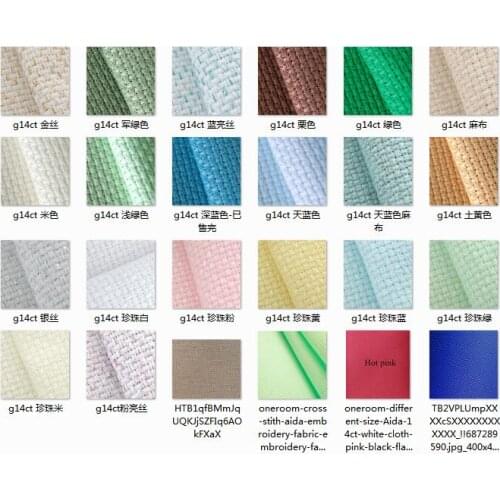 25x25cm 14ct white cloth pink black flaxen green cross stitch fabric canvas DIY handmade needlework sewing