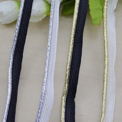 5Meters/Lot Gold Glittery Shiny Ombre Braided Piping Lip Cord Trim Pillow Cushion Trim Upholstery White Black Edging Trim Sewing