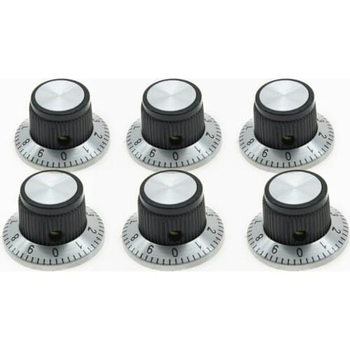 6X Black/Chrome Top Vintage Guitar Top Hat AMP Knob Effect Pedal Knobs