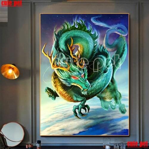 Full Square round Diamond Painting Blue Dragon 5D Diamond Embroidery sale Mosaic Handmade New Arrival Flying Dragon Home Decor