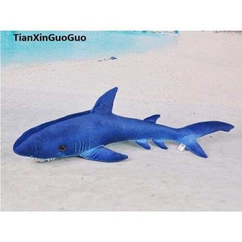 Large 80cm dark blue cartoon shark plush toy soft doll throw pillow birthday gift h0796