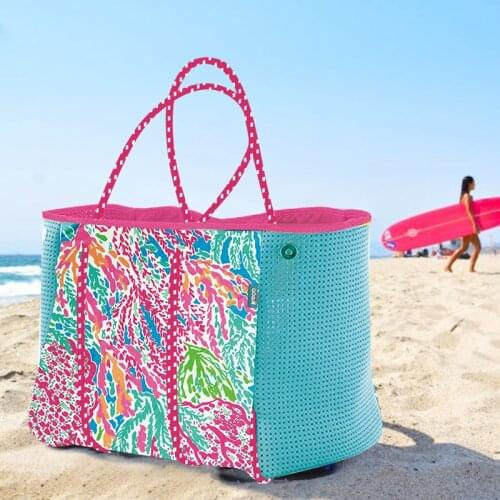 Large Neoprene Beach Tote Bag Promotion Fashion Embroidered Handbags for Travel