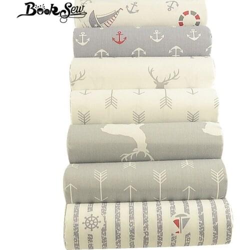 Booksew 100% Cotton Fabric Telas Por Metro Gray Series 6Pcs 40cmx50cm Dye Material Quilts DIY Doll Patchwork Cover Cushion Tissu