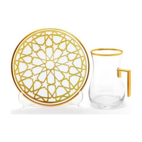 Drop Handles Tea Set 12 pieces Star Gold