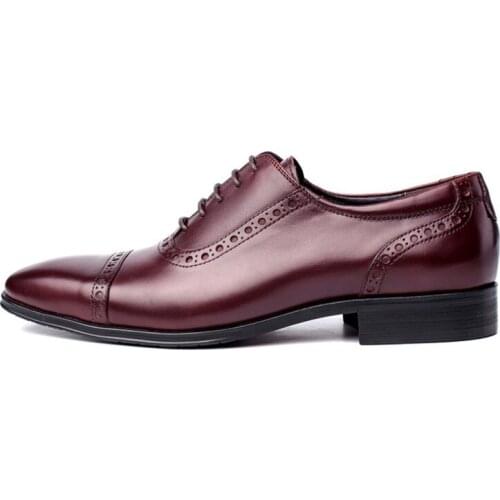 Classic Business Mens Genuine Leather Shoes Cow Leather Fashion Wedding Dress Shoes Italy Formal Pointed Toe Gentleman Footwear