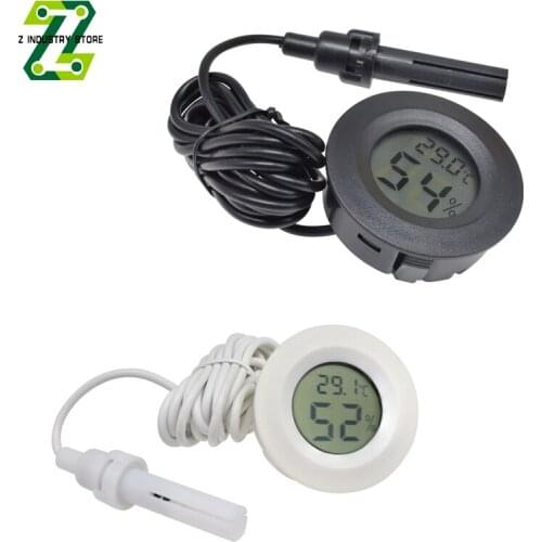 Round Mini LCD Digital Thermometer Hygrometer Indoor Convenient Temperature Sensor Temperature Detector With 1.5M Probe