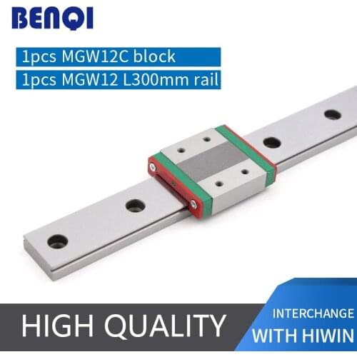 Miniature 12mm linear guideway MGW12- L300mm + 1pc MGW12C linear block made in Benqi china linear guide