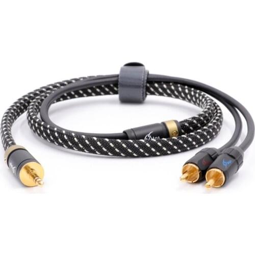 MPS X-9 6N Silver OCCS OCC Cable Male 3.5mm Earphone Plug to 2RCA Plugs For Hifi Audio Home Theater TV Mobile Computer