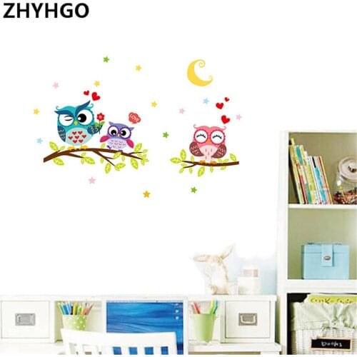 Cartoon Animal Owl Wall Sticker For Kids bedroom living room Cute Wall Art Decoration wall sticker Hot New Removable Waterproof