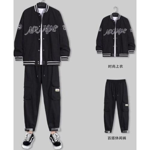 Mens sets spring autumn letter print handsome jacket casual Sweatpants 2021 new fashion boy sports running couple outfit