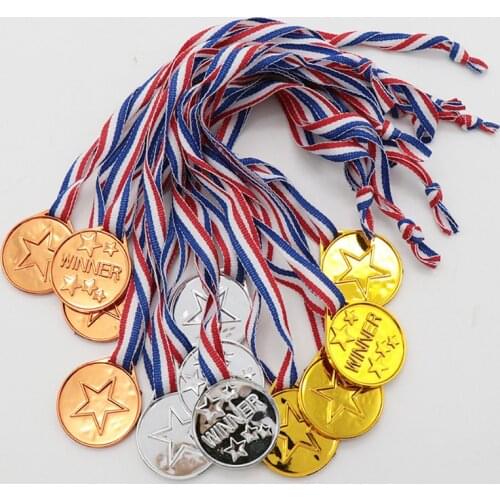 5 PCS Plastic Winner Gold Medal Award Reward Encourage School Supplies Outdoor Games Kids Games Toy For Children Photo Props