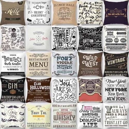 Beautiful life letters hello wild west classic english letters pillow cases high quality square thick pillow case covers