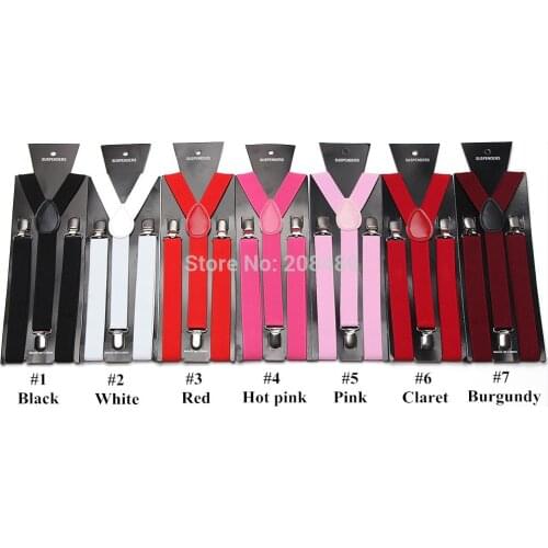 Wholesale 5pc 1Inch Wide Mix Mens Unisex Clip-on Braces Elastic Slim Y-back Suspenders For Trousers Pants Holder Braces Belt Top