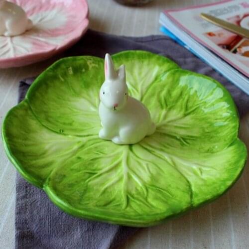 High-temperature Underglaze Japanese-style Cute Cartoon Animal Rabbit Dessert Fruit Plate Dinner Plate Setting Plate