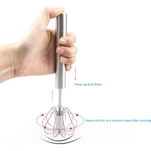 Semi-automatic Egg Beater 304 Stainless Steel Egg Whisk Manual Hand Mixer Self Turning Egg Stirrer Kitchen Accessories Egg Tools