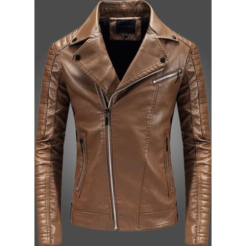 Durable PU Leather Jackets Motorcycle Mens Lapel Sports Autumn Simple Slim Windproof Warm Casual Personality Jacket Male Clothes