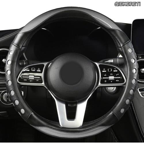 QIEKERETI Microfiber Leather Car Steering Wheel Cover For Fiat 500 500X Ducato Grande Punto Tipo Panda Freemont Bravo Stilo