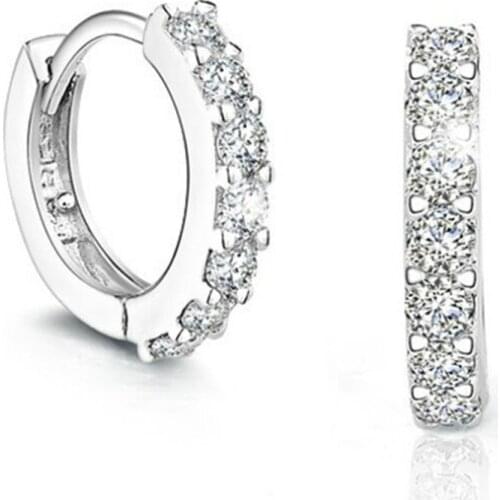 Retro fashion silver-plated earrings temperament Korea super flash single row zircon hypoallergenic earrings for women gift