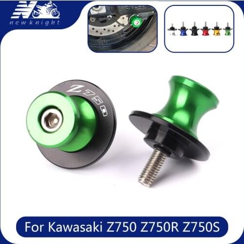 With Logo Motorcycle CNC M8 Aluminum Swingarm Slider Spools Stand Screws 8mm Accessories 6 Color For Kawasaki Z750 Z750R Z750S