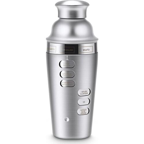 Cocktail Shaker with Recipe Guide Rotation Stainless Steel Built-in